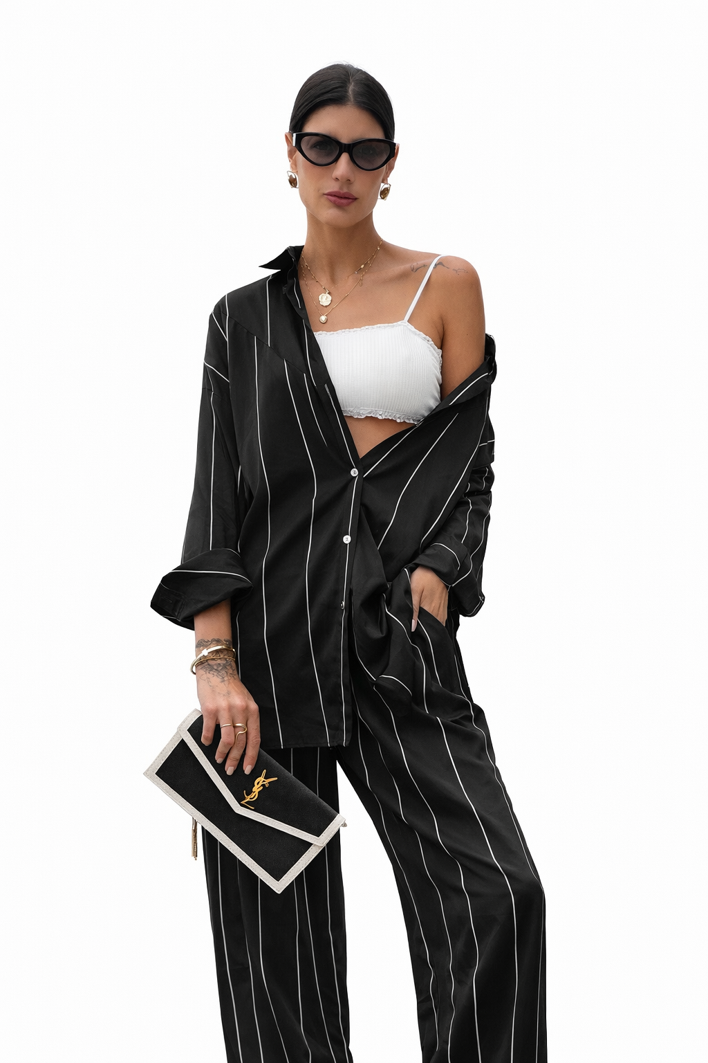 Conjunto Calça e Camisa Listrada