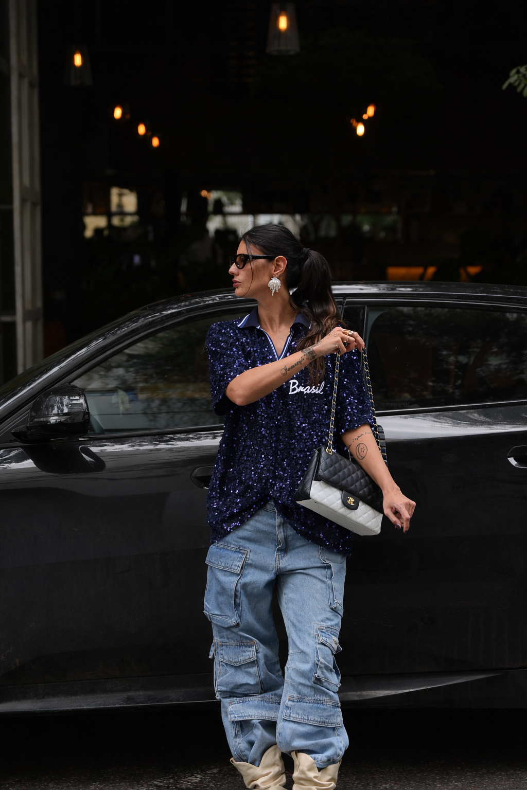Blusa Brazilian | Paetês Azul Marinho