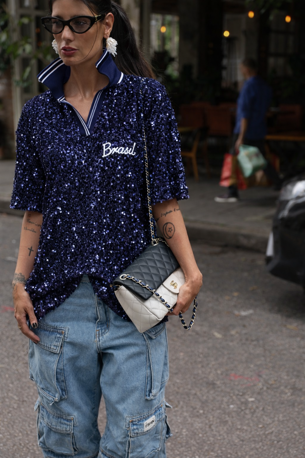 Blusa Brazilian | Paetês Azul Marinho