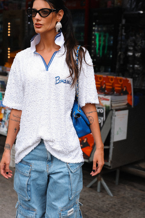Blusa Brazilian | Paetês Azul e Verde