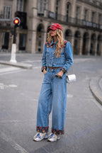 Jaqueta Jeans Floral