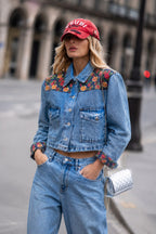 Jaqueta Jeans Floral